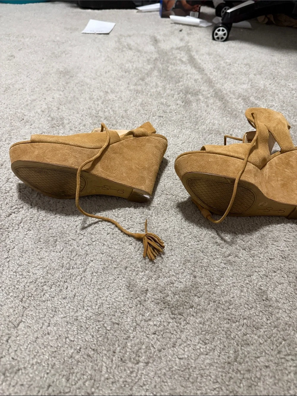 Women’s Suede Lace-Up Wedge Sandals - Tan Jessica Simpson